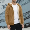 thumbnail image 2 of BiZtdJrK Mens Full Zip Up Hoodies Sherpa Lined Fleece Jacket Winter Long Sleeve Warm Drawstring Sweatshirt Jackets with Pockets, Khaki, XXXL, 2 of 7
