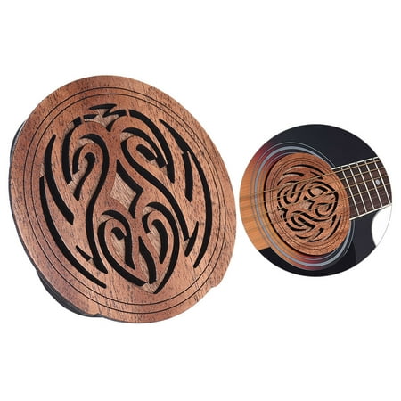 Guitar Wooden Soundhole Sound Hole Cover Block Feedback Buffer Mahogany Wood for EQ Acoustic Folk (Best Eq Pedal For Acoustic Guitar)