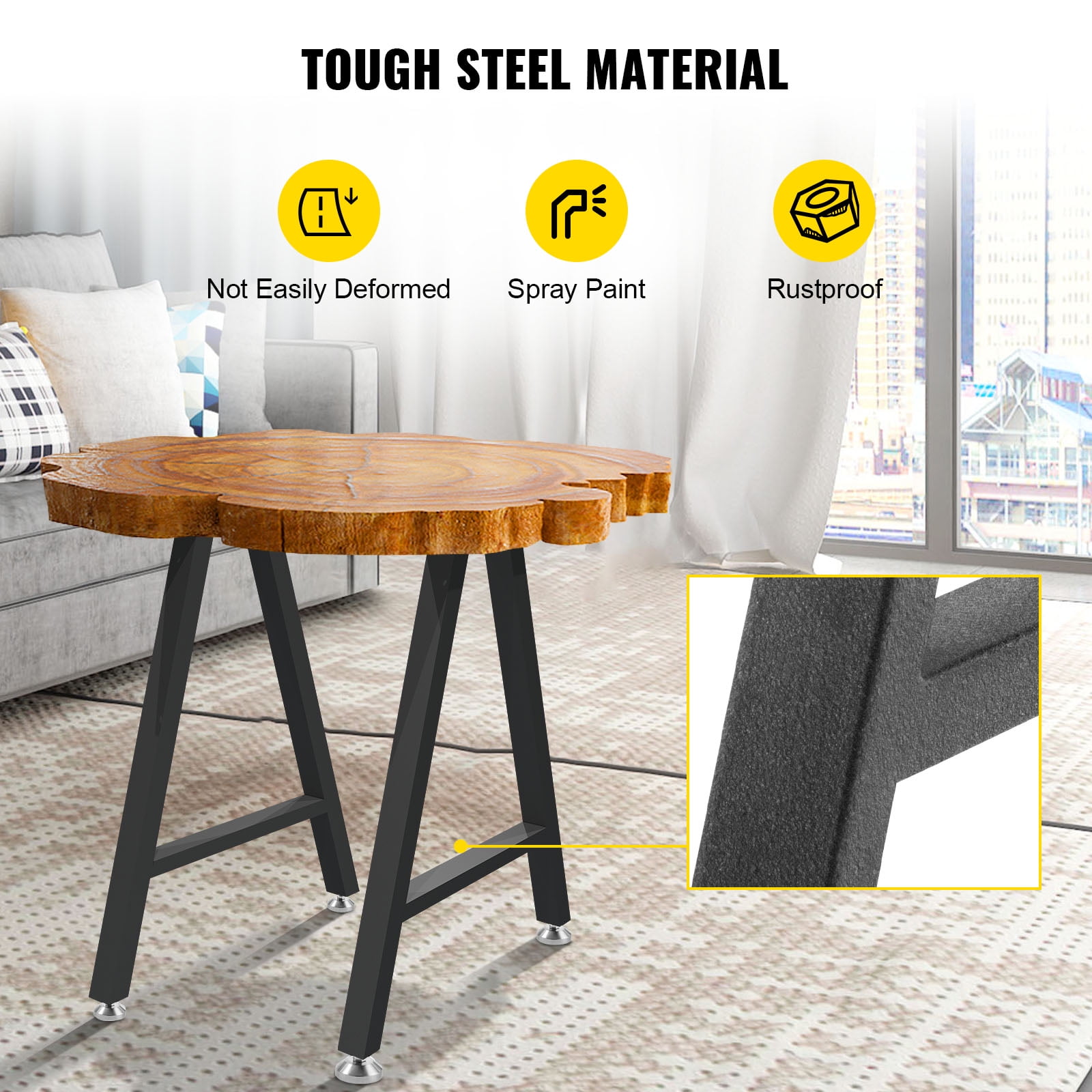 BENTISM Metal Table Legs 28 x 17.7 inch A-Shaped Desk Legs Set of 2 Heavy Duty Bench Legs Rustic Metal Furniture Legs Wrought Iron Coffee Table Legs Home DIY for Dining Table w/Floor Protectors Black