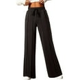 thumbnail image 4 of Lenpel Sweatpants for Women High Waisted Drawstring Wide Leg Pants Loose Comfy Lounge Joggers Running Workout Outfits, 4 of 7