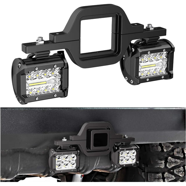 Nilight - 2 unidades de cápsulas LED de 4 pulgadas y 60 W con enganche de remolque de 2.5 pulgadas, soportes de montaje, luces LED de respaldo, iluminación de búsqueda trasera, barra de luz LED