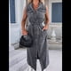 thumbnail image 4 of Vestido Camisero Vaquero Informal de Verano para Mujer, Sin Mangas, con Solapa, Botones y Cinturón, . Negro L, 4 of 9