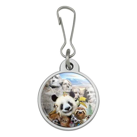 Mount Mt. Rushmore National Memorial South Dakota Panda Sloth Jacket Handbag Purse Luggage Backpack Zipper Pull Charm