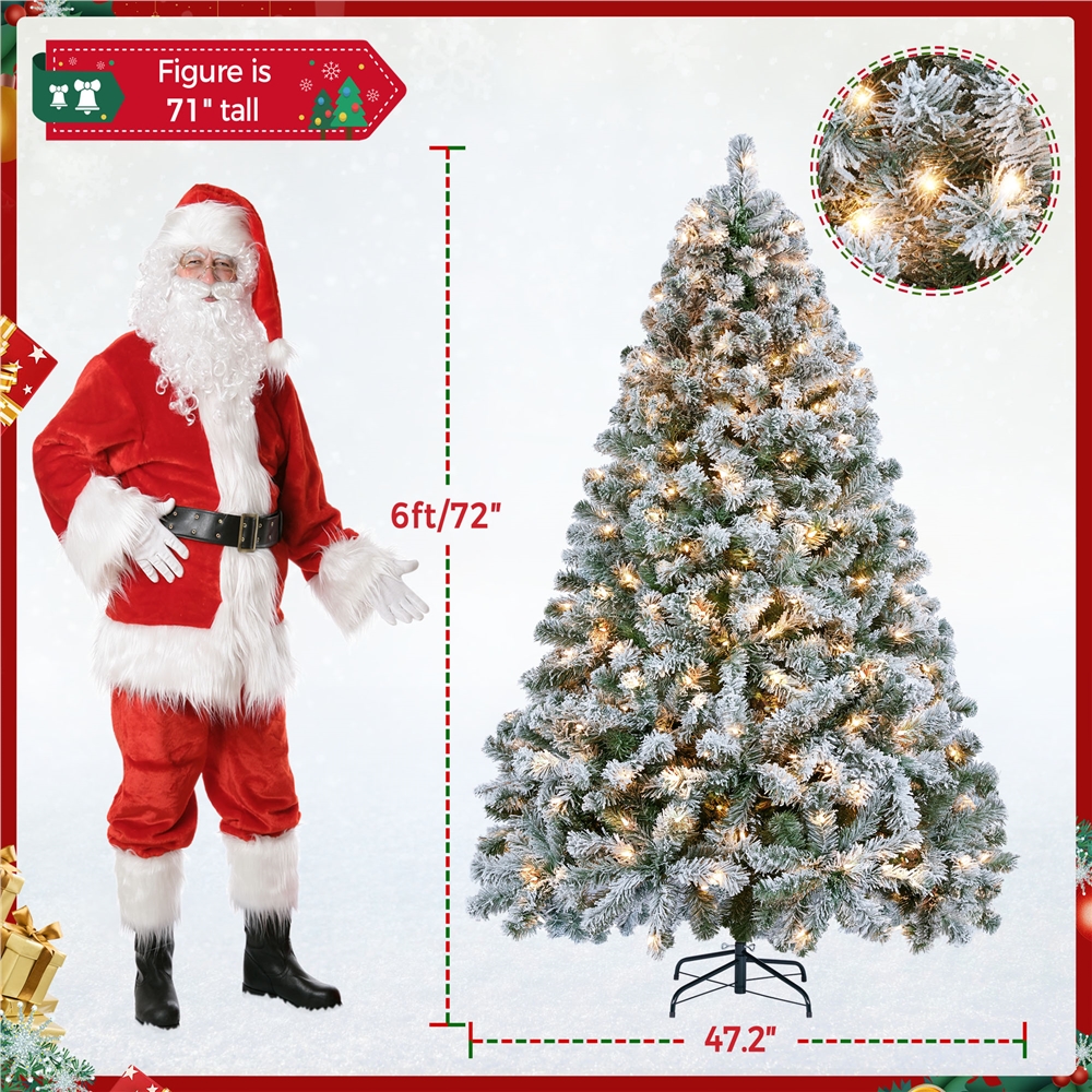 Yaheetech 6 Ft Pre-Lit Flocked Artificial Christmas Tree photo 5
