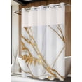 thumbnail image 2 of No Hook Shower Curtain with Snap-in Liner, White Yellow Marble Waterproof Fabric Bathroom Curtains, Ink Painting Modern Art Bath Curtains & Mesh Top Window 72"x84" Long, 2 of 9