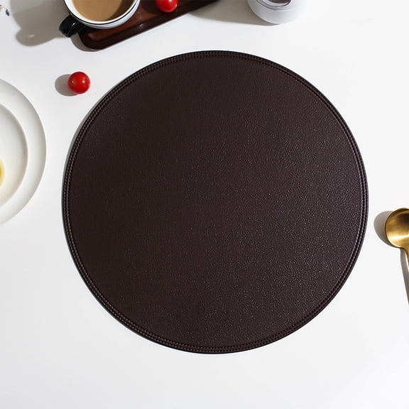 Nkmbld Kitchen Table Mats for Dining Tables, Round Leather Placemat Solid Color Coffee Mats, Heat Resistant Non-Slip Kitchen Table Mats, Easy to Clean