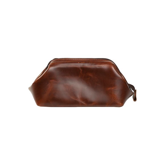 NECESER BANDOLERA DE PIEL TONO CHEDRON PARA PERTENENCIAS