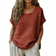 thumbnail image 2 of Blouses for Women Dressy Casual Plus Size, Dressy Tank Tops for Women Cotton Linen Gauze Shirts Short Sleeve Summer Tunic Top Loose Fit Lightweight Casual Blouses, 2 of 5