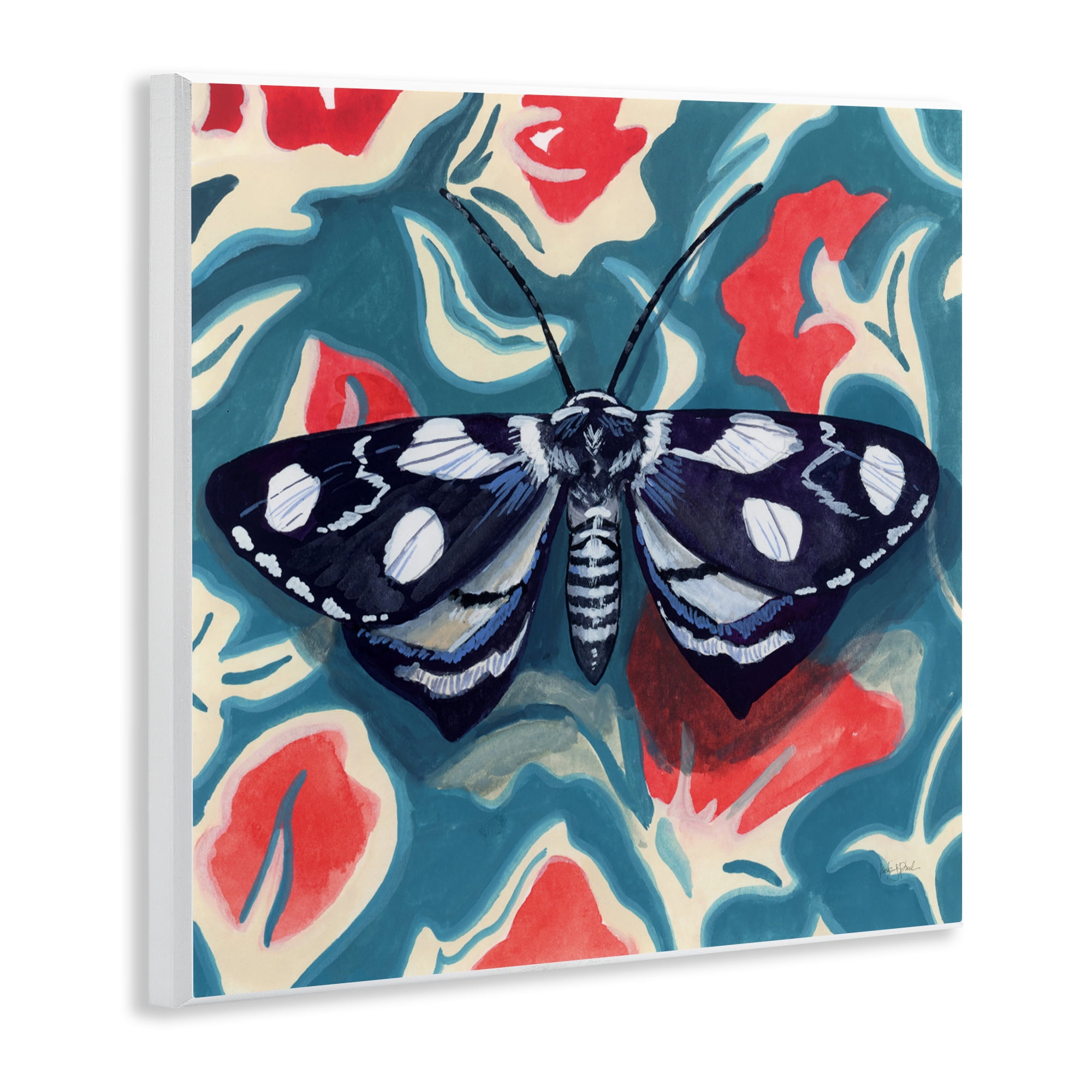 Stupell Industries Symmetrical Moth On Beautiful Flowers Wall Plaque Art, design by Kate Jarvik Birch