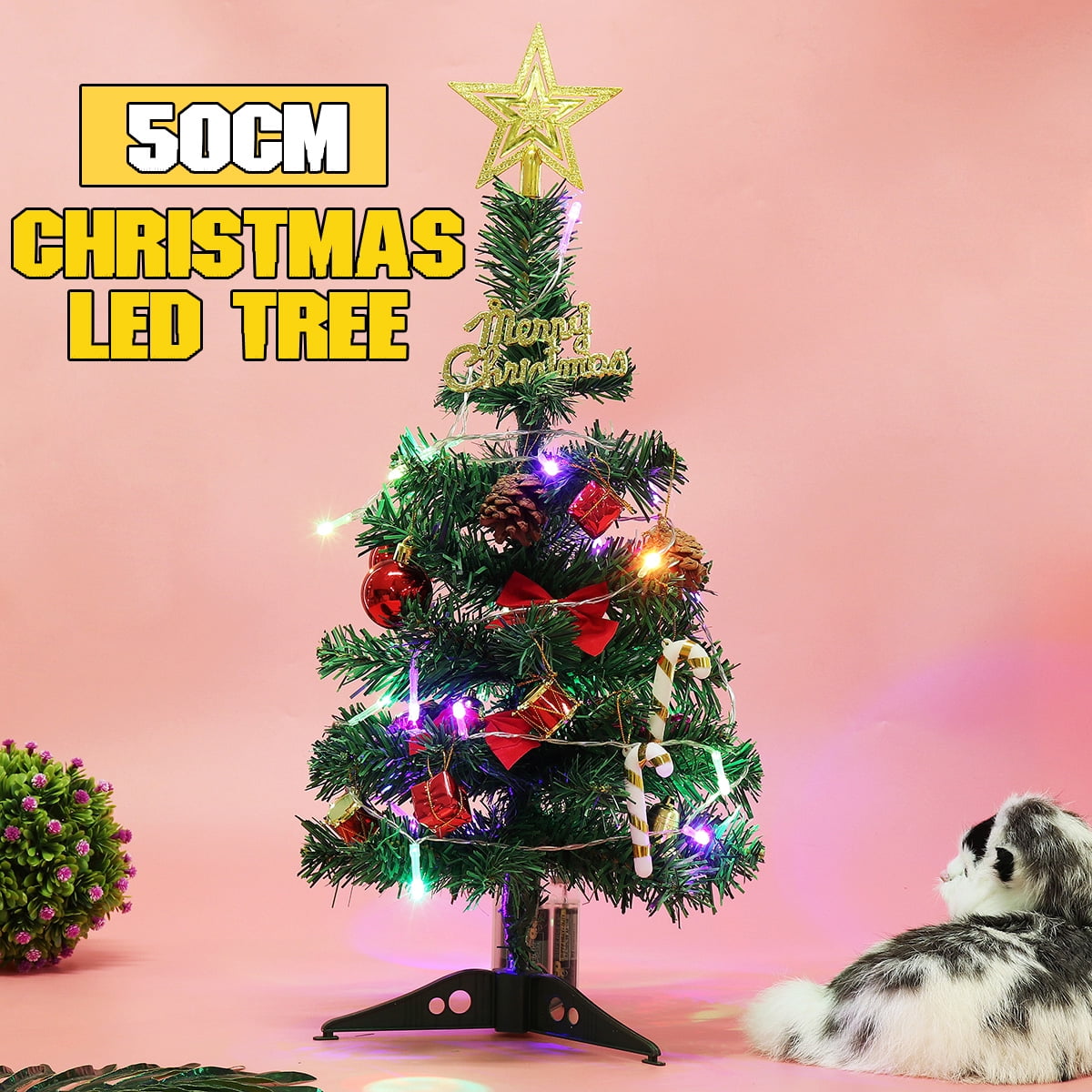 20inch Small Artificial Christmas Tree PVC Pine Tree With LED Light