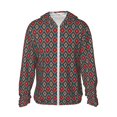 thumbnail image 1 of Fotbe Red And Orange On Blue Teal Chaqueta con Protección Solar UPF 50+ para Hombre y Mujer, Camisa con Capucha y Bolsillos-XX-Large, 1 of 7