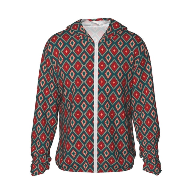 Fotbe Red And Orange On Blue Teal Chaqueta con Protección Solar UPF 50+ para Hombre y Mujer, Camisa con Capucha y Bolsillos-XX-Large