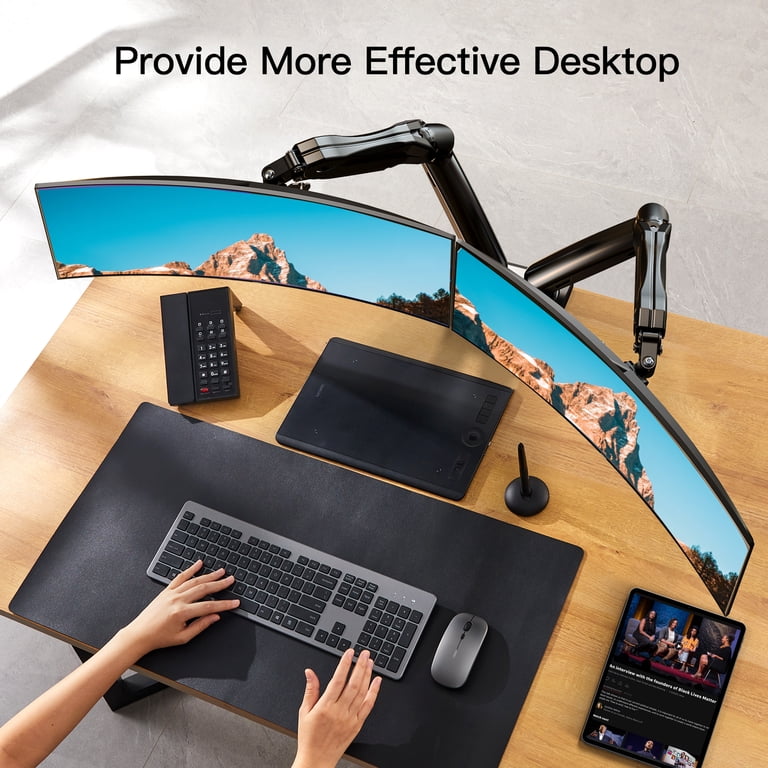 Dual Monitor Stand Riser – Desk Organizer With Cable Management