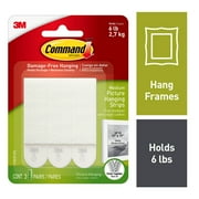 Command Picture Hanging Strips, White, Medium, 3 Pairs of Strips/Pack