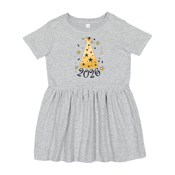 Inktastic New Year 2026 Party Hat Girls Toddler Dress