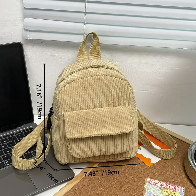 Women Corduroy Backpack Casual Retro Student Book Bag for School