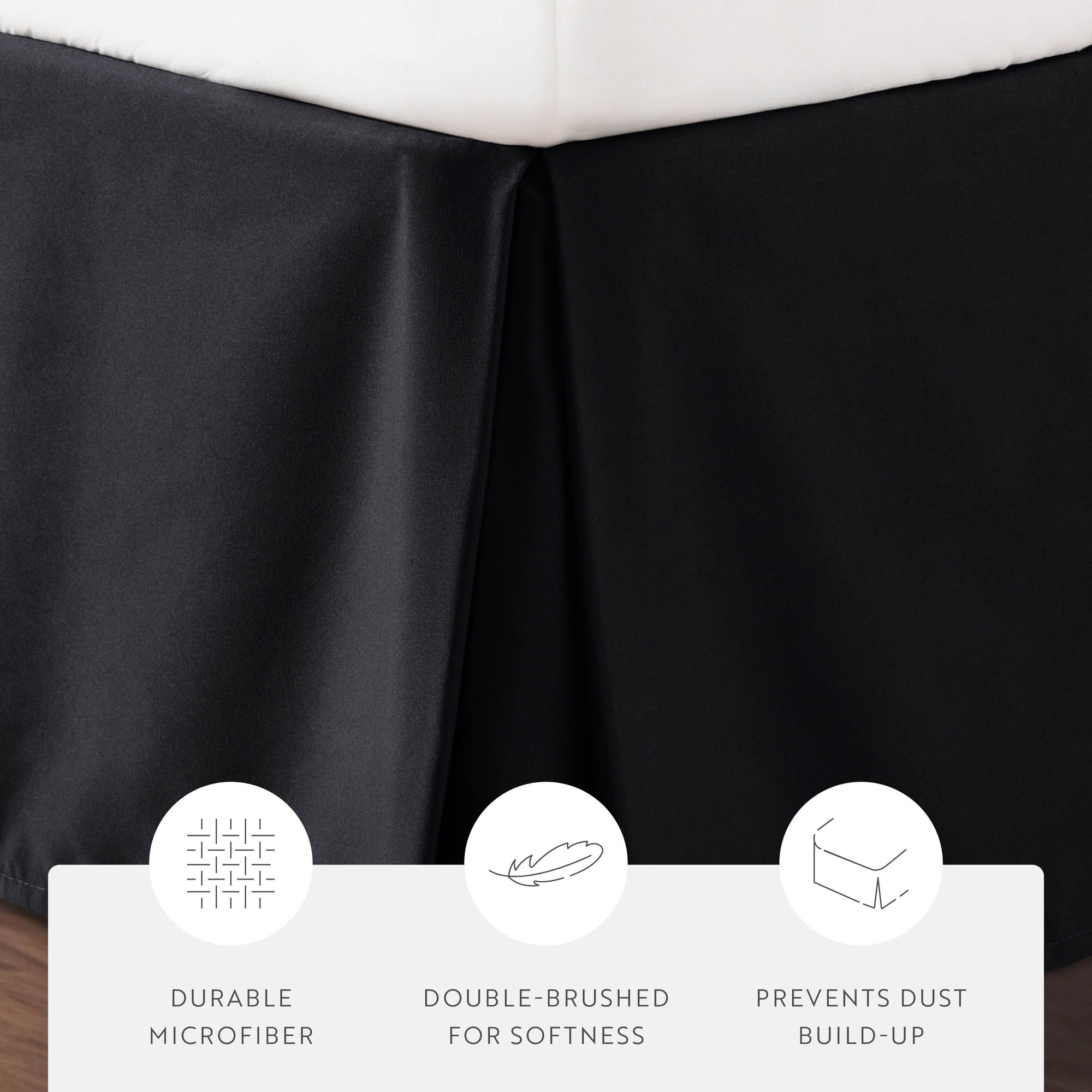 Noble Linens Black Pleated Dust Ruffle Bed Skirt, CalKing