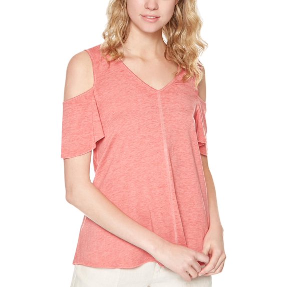 Sanctuary Womens Dahlia Jersey Cold Shoulder Casual Top