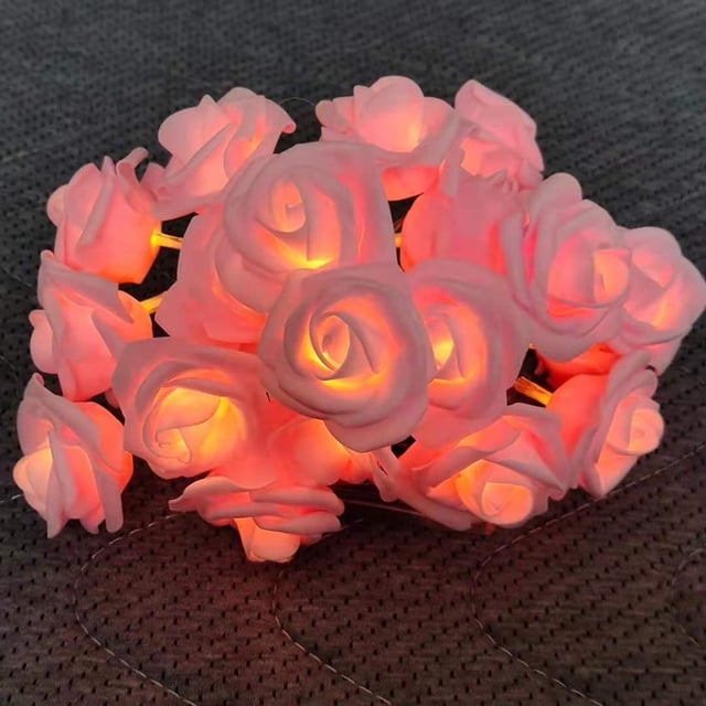 Guirnalda de luces LED con forma de rosa, linterna de espuma con forma de flor, para propuesta de San Valentín, para niña, con forma de corazón, para habitación, decorativa