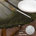 thumbnail image 3 of Pink Forest Round Tablecloth, Fitted Table Cover with Elastic for 55"-60" Round Tables, Vintage Foggy Woods Tree Table Cloth Outdoor Indoor Dinning Party Waterproof Tablecloths, 3 of 7