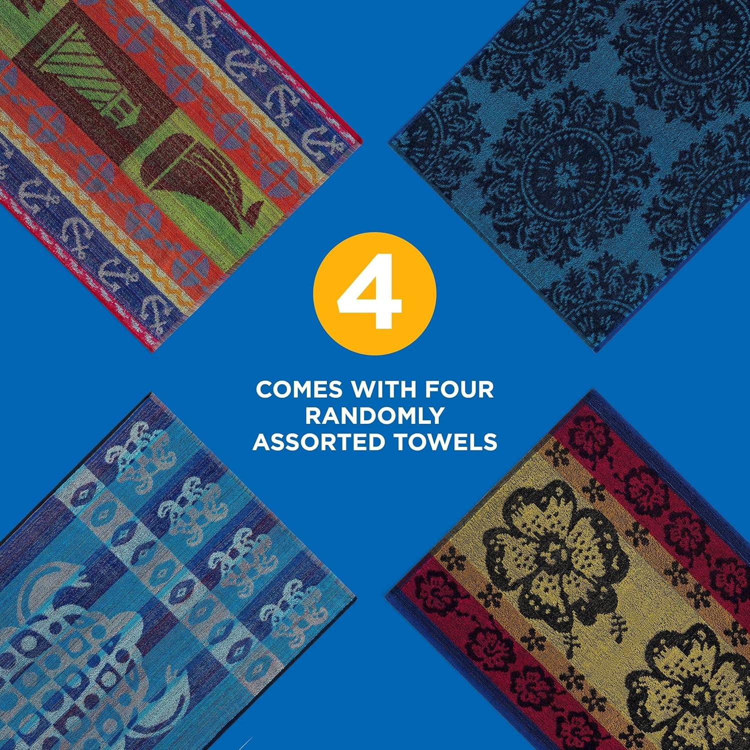 Kaufman Terry Beach & Pool Towel - Large Cotton Towels for Pool, Beach, Bath, Gym & More - Soft, Absorbent & Oversized Beach Towel Bundle - Multipack with Assorted Colors - 30” x 60” - 4 Pack