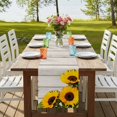 thumbnail image 4 of Table Runners 72 Inches Long Dress Scarves, Spring Sunflowers Farmhouse Kitchen Table Runner, Coffee Tablerunners, Yellow Floral Turquoise Farmhouse Grey Wooden 16x72 Inch, 4 of 9