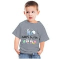 thumbnail image 2 of Zwiiyzr Toddler Baby Boys Girls Summer Clothes Trendy Easter Rabbit Ears Easter Eggs Print Round Neck Print Short Sleeve Top for 3-14 Years Gray, 2 of 4