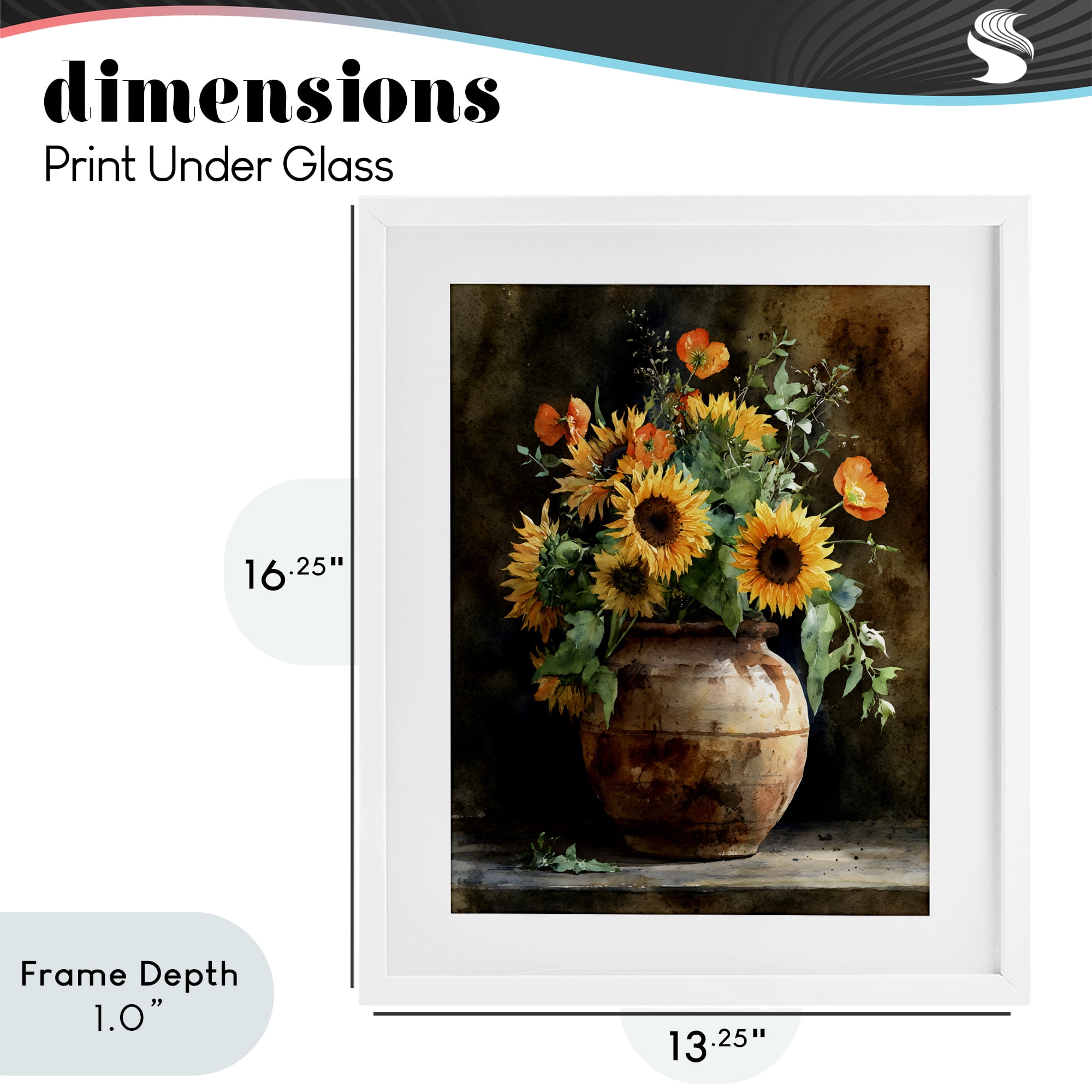 Stupell Industries Rustic Sunflower Display White Framed Print Under Glass, design by Franklyn Gregory