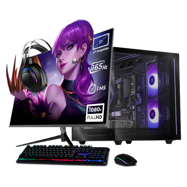 PC Gamer Completa Xtreme PC Gaming NVIDIA GeForce RTX 5060 AMD Ryzen 7 5700 32GB SSD 1TB Monitor 27 165Hz WIFI Black gaming 1080p, estudios y multitarea