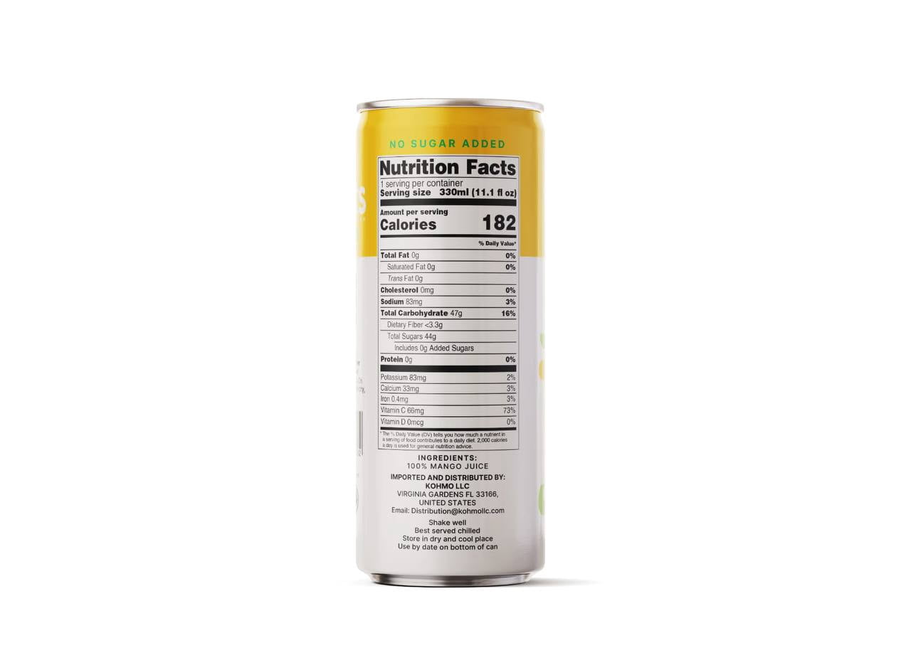 Nasami 100% Mango Juice – 11.1 fl oz (330ml) Can, No Sugar Added