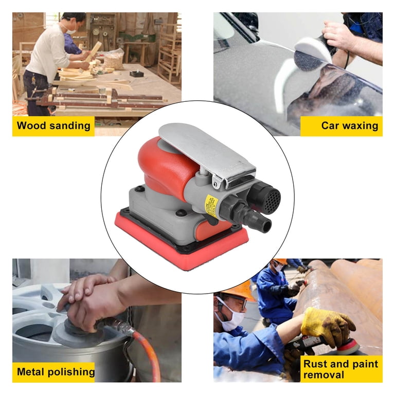 LIZEALUCKY, Pneumatic Palm Sander, Square Air Orbital