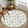 thumbnail image 2 of Round Area Rug 6 Ft, Sage Green Eucalyptus Washable Non-Slip Circle Carpet for Living Room/Bedroom, Spring Watercolor Botanical Leaves Low-Profile Indoor Mats Collection Rugs for Residential, 2 of 8