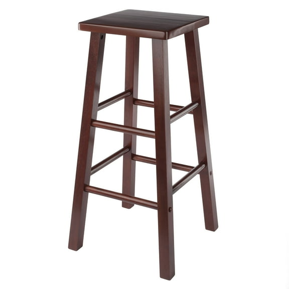 Winsome Carrick Square Seat Bar Stool, Walnut Finish