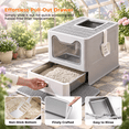 thumbnail image 3 of Gray Top Entry Stainless Steel Cat Litter Box with Lid, Spacious Covered Pan for Multi-Pet Households, 3 of 7