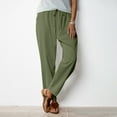 thumbnail image 2 of ZyeKqe Womens Cotton Linen Straight Leg Pants Elastic Drawstring Casual Trousers Summer Beach Pants, 2 of 7