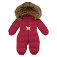 thumbnail image 4 of Coerni Baby Winter Puffer Snowsuit Faux Fu𝐫 Hooded Down Outfits Elastic Waist Warm Zip Up Quilted Onesie Ski Jacket, 4 of 7