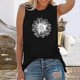 thumbnail image 3 of Gibobby Camiseta sin mangas para mujerO-cuello Girasol ImpresoPartyModa Top Camisas(Negro,CH), 3 of 4
