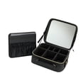 thumbnail image 4 of Caja de almacenamiento de cosméticos de cuero PU, organizador de caja de maquillaje, estuche de tren de maquillaje impermeable para viaje, accesorios Negro, 4 of 8