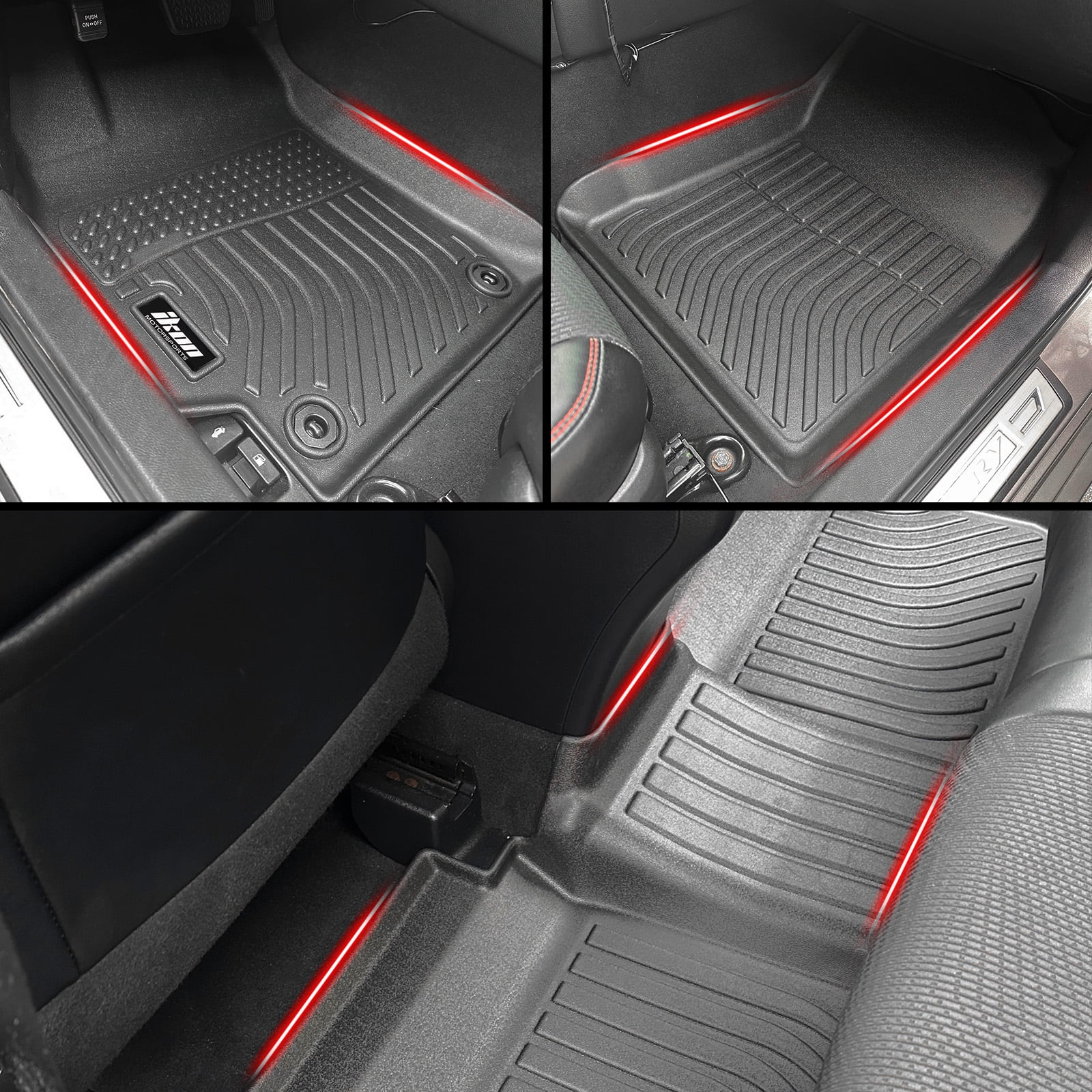 Ikon Motorsports 3D Molded TPE Floor Mats Fits 2012-2017 Toyota Camry Sedan 4DR, Black Waterproof Non-Slip Floor Liners, Front 2nd Row Carpets 3PCS