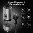 thumbnail image 2 of Cargador de pared mFish, 65 W, GaN, carga rápida, 3 puertos USB-C/A, 2 of 7