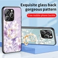 thumbnail image 3 of Feishell Compatible with iPhone 16 Pro Flower Pattern Case with Diamond Ring Holder Support Magnetic Car Mount,Shockproof Luxury Glossy Glass Slim Phone Case for Women Girls,A, 3 of 9