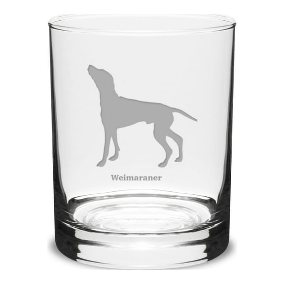 Weimaraner Deep Etched 14 oz Classic Double Old Fashion Glass