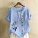 thumbnail image 1 of Karight Womens Cotton Gauze Shirt Dandelion Print Summer Beach Blouse Short Sleeve Casual Loose Comfy Tunic Tops Plus Size, 1 of 4