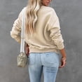 thumbnail image 4 of Jersey con media cremallera Manga larga Color puro Ajuste holgado Mujer elegante Top informal Color arena S, 4 of 6