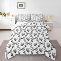 Castle Fairy Kids Children Cartoon Bowknot Full Size Comforter Sets 3-Piece,Grey Love Heart Print Bedding Comforter Set,Geometric Plaid Lightweight Bedding Sets,Microfiber Bedroom Decor,Reversible