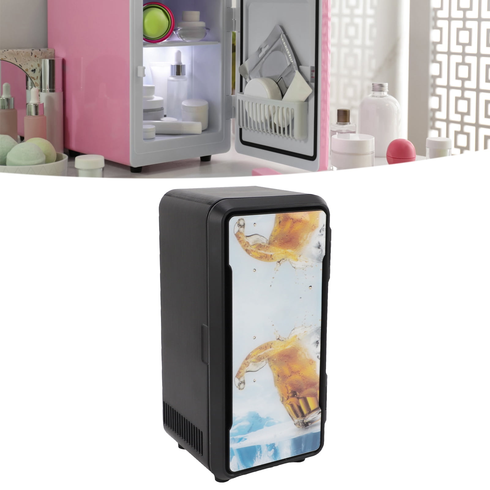 Portable Mini Fridge, ABS Aluminum Alloy 9V2A 5V1A Skincare Fridge Cooling and Heating  for Home