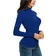 thumbnail image 3 of Blusa de cuello alto de invierno para mujer: camiseta ajustada de manga larga, tejido de poliéster, diseño liso/estampado, con capas para el frío, 3 of 7