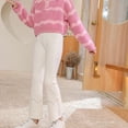 thumbnail image 5 of Coerni Girls' Thermal Leggings Bell Bottoms Ruffle Pants Insulation Flare Slim Fit Trousers High Waist Open Bottom Warm Tights, 5 of 7