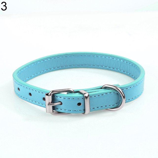 Fairnull Fashion Adjustable Faux Leather Solid Color Dog Cat Puppy Neck Strap Pet Collar