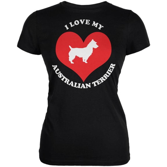 Valentines I Love My Australian Terrier Black Juniors Soft T-Shirt - X-Large